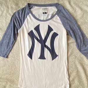 Womens PINK Victorias Secret Yankees Baseball Tee